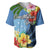 Micronesia Constitution Day Baseball Jersey Hibiscus and Tapa Tribal Pattern LT03 Blue - Polynesian Pride