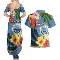 Micronesia Constitution Day Couples Matching Summer Maxi Dress and Hawaiian Shirt Hibiscus and Tapa Tribal Pattern LT03 - Polynesian Pride