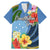 Micronesia Constitution Day Family Matching Mermaid Dress and Hawaiian Shirt Hibiscus and Tapa Tribal Pattern LT03 Dad's Shirt - Short Sleeve Blue - Polynesian Pride