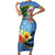 Micronesia Constitution Day Family Matching Short Sleeve Bodycon Dress and Hawaiian Shirt Hibiscus and Tapa Tribal Pattern LT03 Mom's Dress Blue - Polynesian Pride