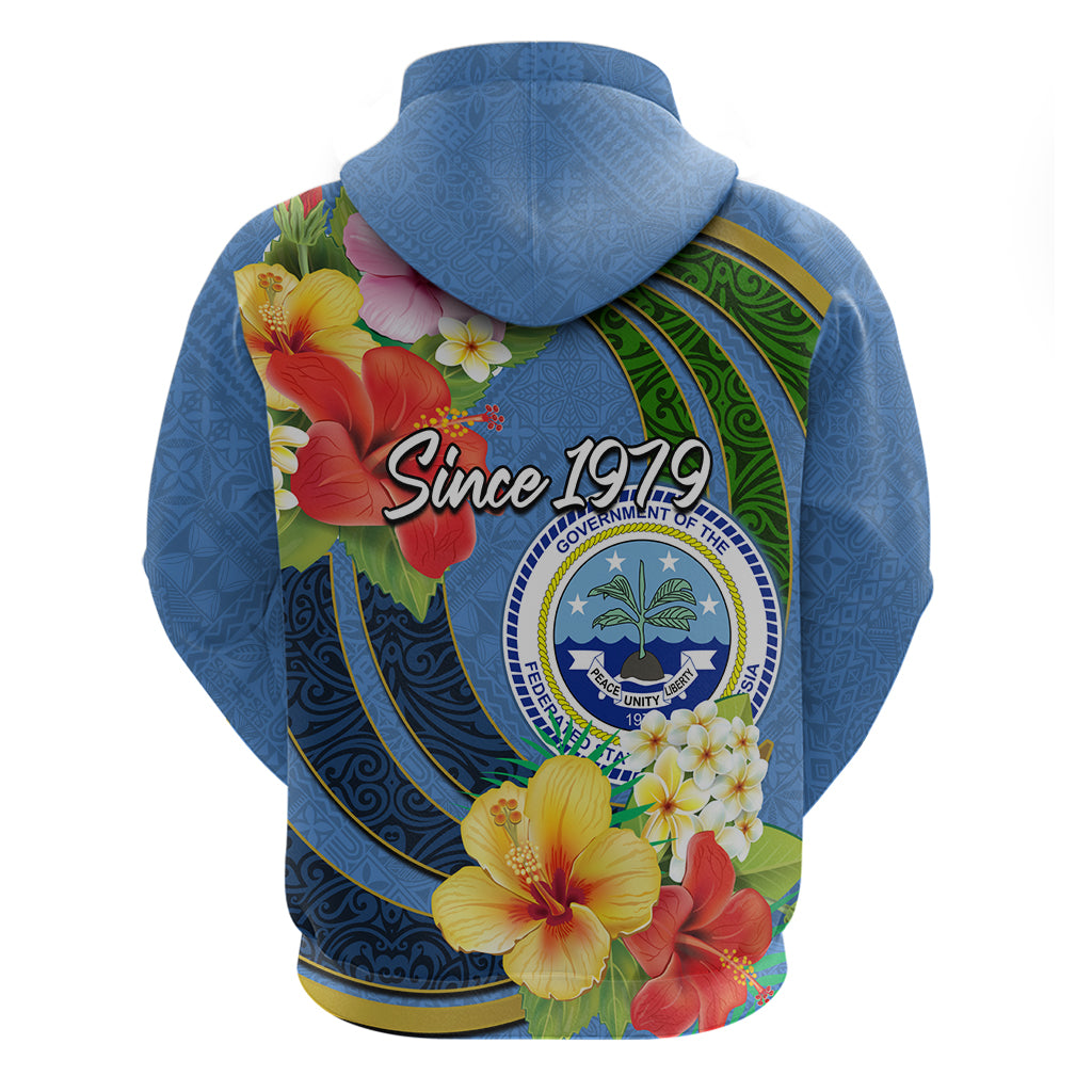 Micronesia Constitution Day Hoodie Hibiscus and Tapa Tribal Pattern LT03 - Polynesian Pride