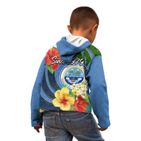 Micronesia Constitution Day Kid Hoodie Hibiscus and Tapa Tribal Pattern LT03 - Polynesian Pride