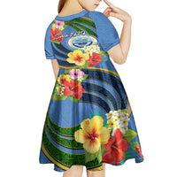 Micronesia Constitution Day Kid Short Sleeve Dress Hibiscus and Tapa Tribal Pattern LT03 - Polynesian Pride