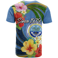 Micronesia Constitution Day T Shirt Hibiscus and Tapa Tribal Pattern LT03 - Polynesian Pride