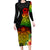 Polynesia Victory Day Family Matching Long Sleeve Bodycon Dress and Hawaiian Shirt Tribal Turtle and Hibiscus LT03 Mom's Dress Reggae - Polynesian Pride