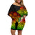 Polynesia Victory Day Family Matching Off Shoulder Short Dress and Hawaiian Shirt Tribal Turtle and Hibiscus LT03 Mom's Dress Reggae - Polynesian Pride