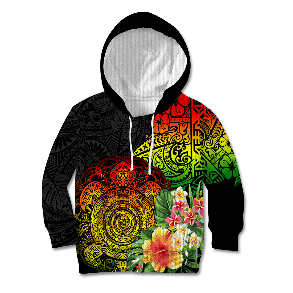 Polynesia Victory Day Kid Hoodie Tribal Turtle and Hibiscus LT03 Hoodie Reggae - Polynesian Pride