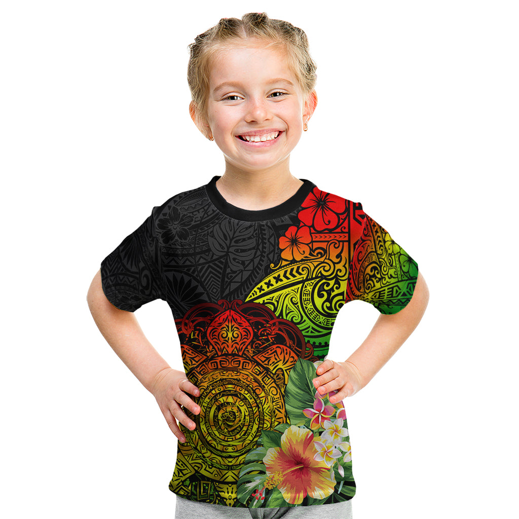 Polynesia Victory Day Kid T Shirt Tribal Turtle and Hibiscus LT03 Reggae - Polynesian Pride