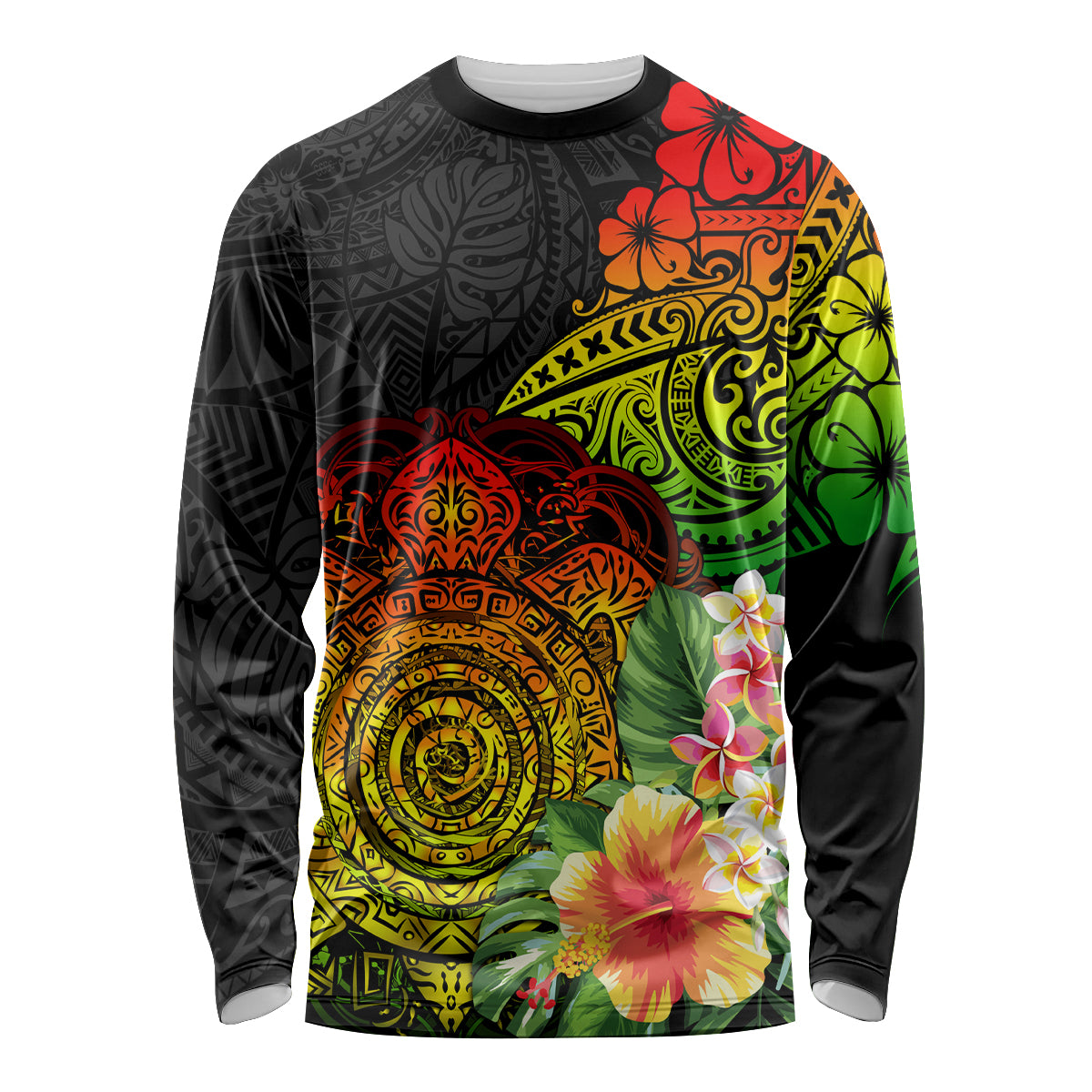 Polynesia Victory Day Long Sleeve Shirt Tribal Turtle and Hibiscus LT03 Unisex Reggae - Polynesian Pride