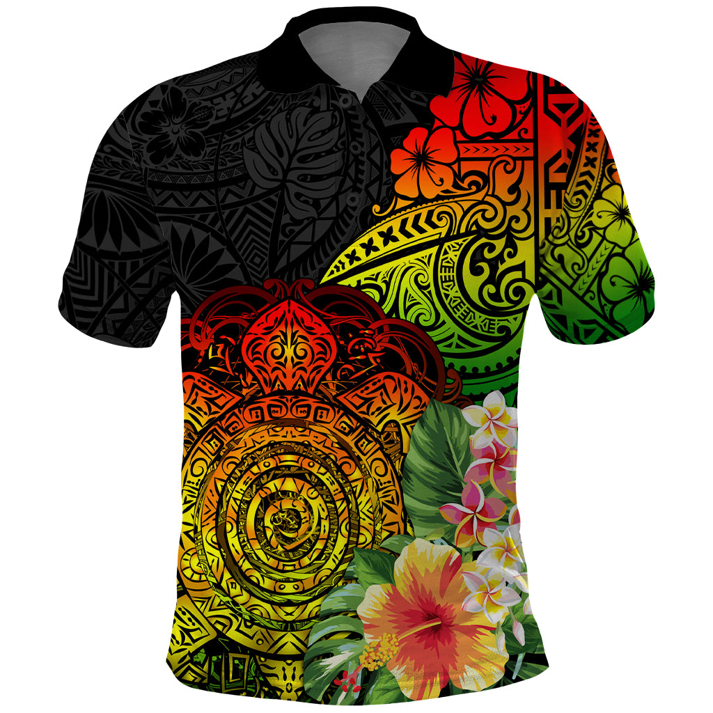 Polynesia Victory Day Polo Shirt Tribal Turtle and Hibiscus LT03 Reggae - Polynesian Pride