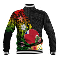 Wallis and Futuna Victory Day Baseball Jacket Tribal Polynesian Tattoo and Hibiscus Flower LT03 - Polynesian Pride