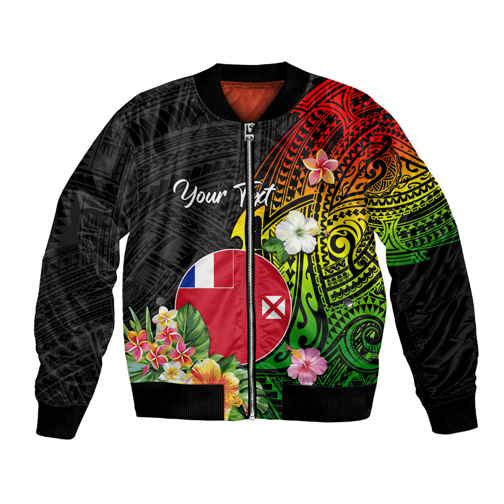 Wallis and Futuna Victory Day Bomber Jacket Tribal Polynesian Tattoo and Hibiscus Flower LT03 Unisex Reggae - Polynesian Pride