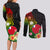 Wallis and Futuna Victory Day Couples Matching Long Sleeve Bodycon Dress and Long Sleeve Button Shirt Tribal Polynesian Tattoo and Hibiscus Flower LT03 - Polynesian Pride