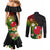 Wallis and Futuna Victory Day Couples Matching Mermaid Dress and Long Sleeve Button Shirt Tribal Polynesian Tattoo and Hibiscus Flower LT03 - Polynesian Pride