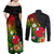 Wallis and Futuna Victory Day Couples Matching Off Shoulder Maxi Dress and Long Sleeve Button Shirt Tribal Polynesian Tattoo and Hibiscus Flower LT03 - Polynesian Pride