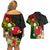 Wallis and Futuna Victory Day Couples Matching Off Shoulder Short Dress and Hawaiian Shirt Tribal Polynesian Tattoo and Hibiscus Flower LT03 - Polynesian Pride