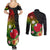 Wallis and Futuna Victory Day Couples Matching Summer Maxi Dress and Long Sleeve Button Shirt Tribal Polynesian Tattoo and Hibiscus Flower LT03 - Polynesian Pride