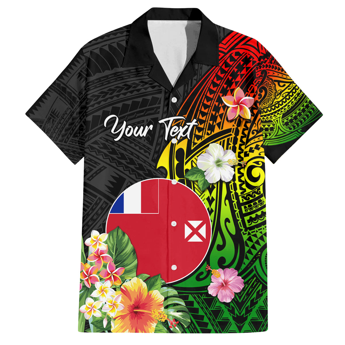 Wallis and Futuna Victory Day Family Matching Off Shoulder Long Sleeve Dress and Hawaiian Shirt Tribal Polynesian Tattoo and Hibiscus Flower LT03 Dad's Shirt - Short Sleeve Reggae - Polynesian Pride