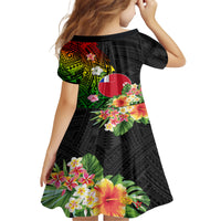 Wallis and Futuna Victory Day Family Matching Off Shoulder Short Dress and Hawaiian Shirt Tribal Polynesian Tattoo and Hibiscus Flower LT03 - Polynesian Pride