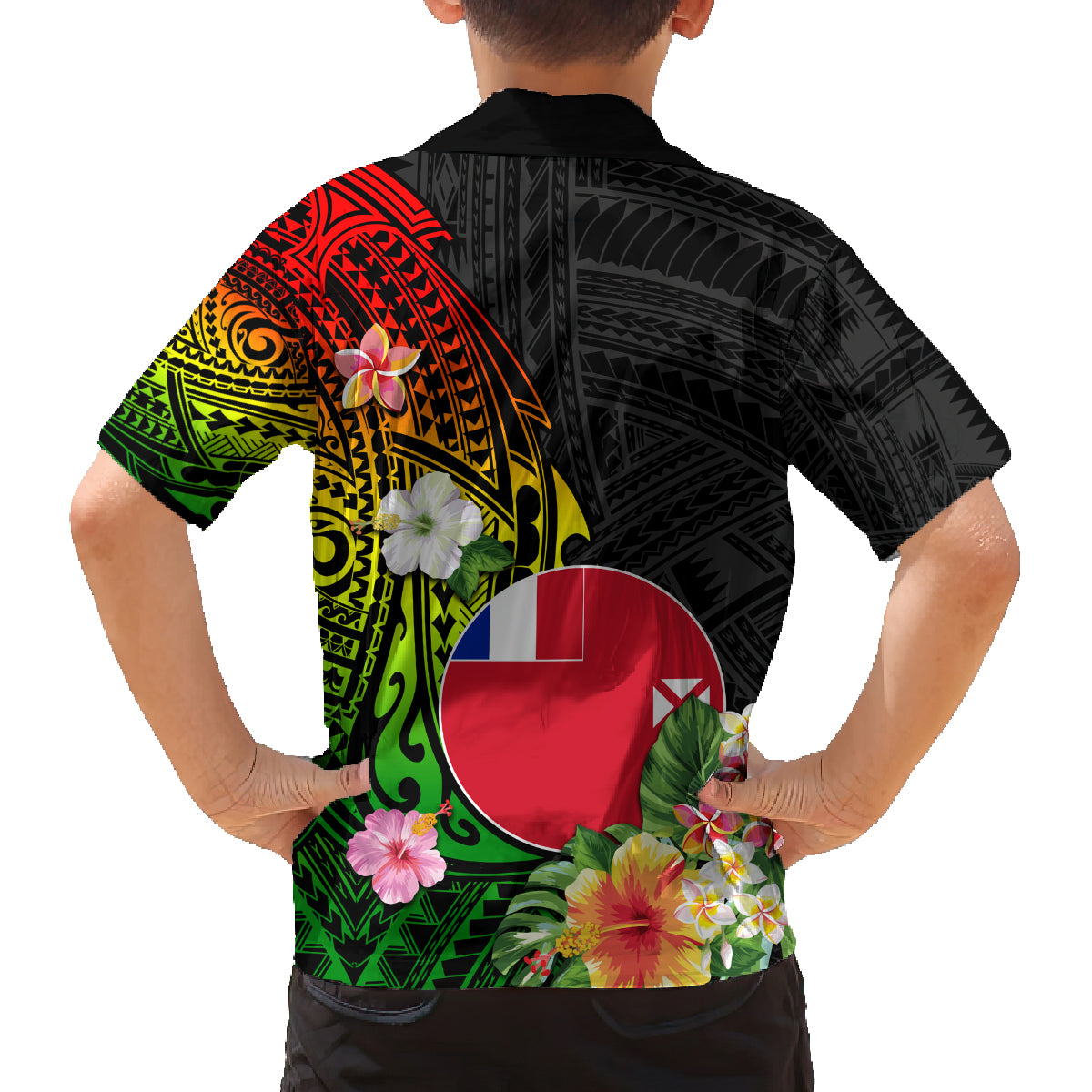 Wallis and Futuna Victory Day Family Matching Summer Maxi Dress and Hawaiian Shirt Tribal Polynesian Tattoo and Hibiscus Flower LT03 - Polynesian Pride