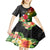 Wallis and Futuna Victory Day Kid Short Sleeve Dress Tribal Polynesian Tattoo and Hibiscus Flower LT03 - Polynesian Pride