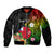 Wallis and Futuna Victory Day Sleeve Zip Bomber Jacket Tribal Polynesian Tattoo and Hibiscus Flower LT03 Unisex Reggae - Polynesian Pride