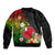 Wallis and Futuna Victory Day Sleeve Zip Bomber Jacket Tribal Polynesian Tattoo and Hibiscus Flower LT03 - Polynesian Pride