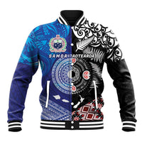 Samoa and Aotearoa Together Baseball Jacket Tatau Art Tattoos-Taniko and Maori with Fern LT03 Unisex Black - Polynesian Pride