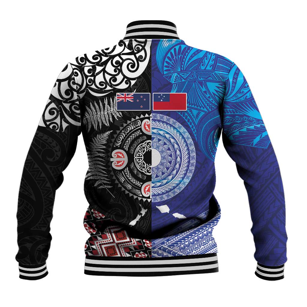 Samoa and Aotearoa Together Baseball Jacket Tatau Art Tattoos-Taniko and Maori with Fern LT03 - Polynesian Pride