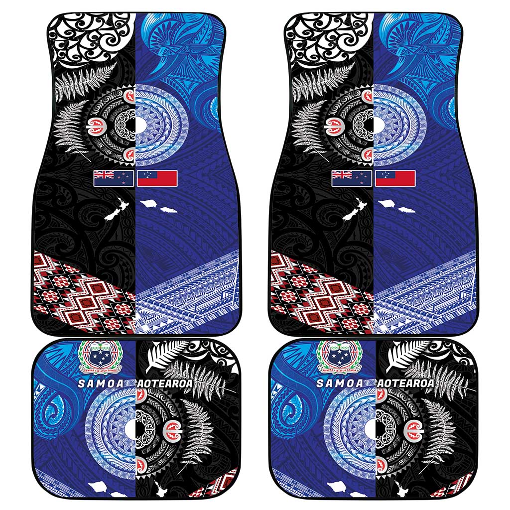 Samoa and Aotearoa Together Car Mats Tatau Art Tattoos-Taniko and Maori with Fern LT03 - Polynesian Pride