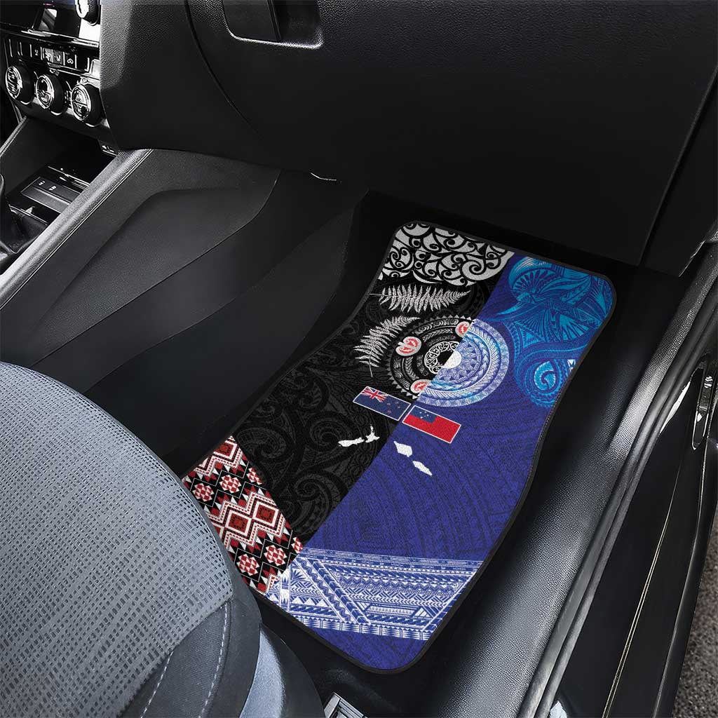 Samoa and Aotearoa Together Car Mats Tatau Art Tattoos-Taniko and Maori with Fern LT03 - Polynesian Pride
