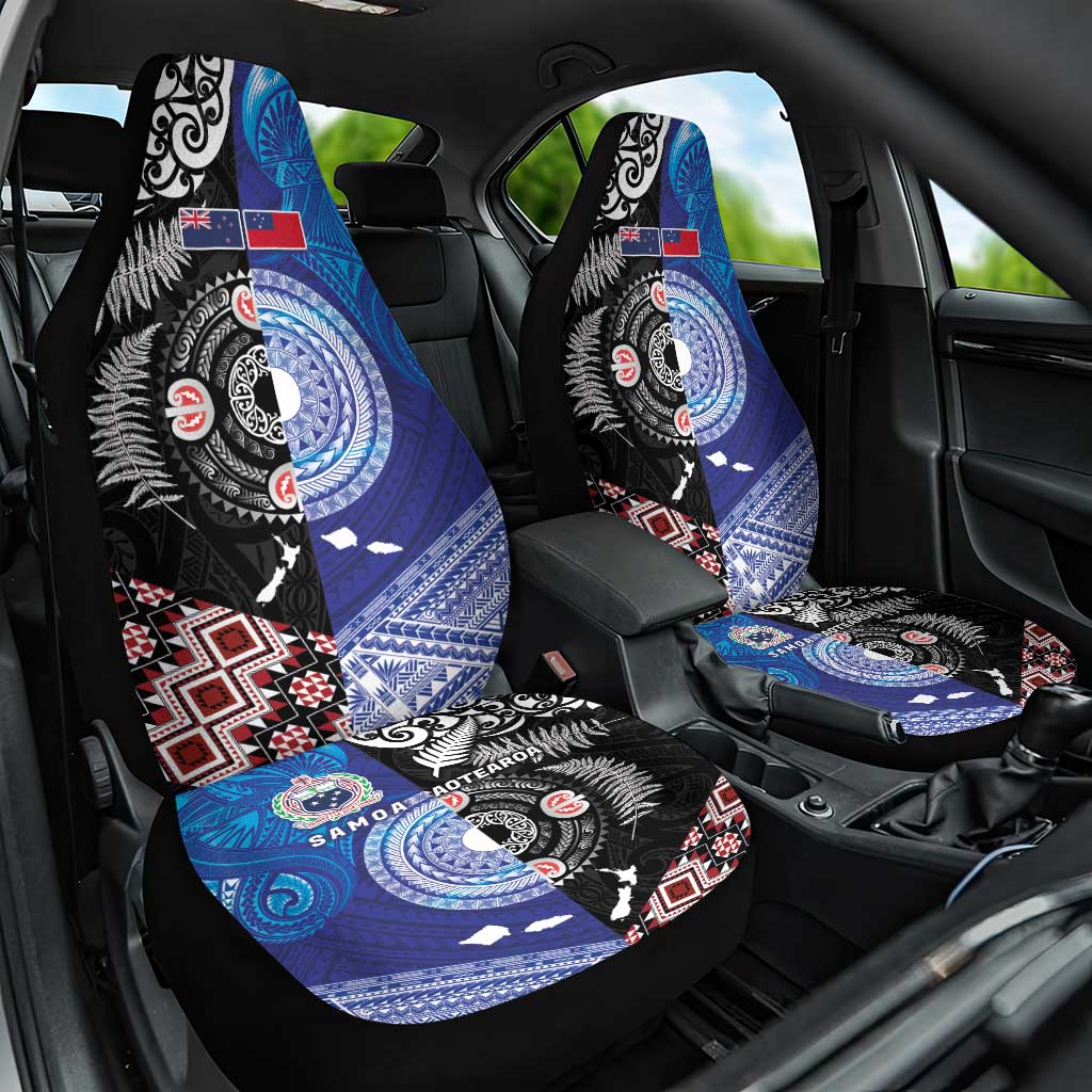 Samoa and Aotearoa Together Car Seat Cover Tatau Art Tattoos-Taniko and Maori with Fern