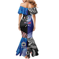 Samoa and Aotearoa Together Family Matching Mermaid Dress and Hawaiian Shirt Tatau Art Tattoos-Taniko and Maori with Fern