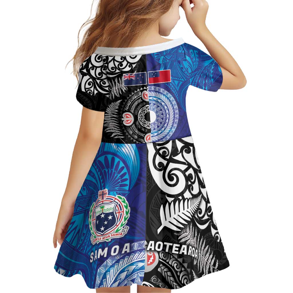 Samoa and Aotearoa Together Family Matching Puletasi and Hawaiian Shirt Tatau Art Tattoos-Taniko and Maori with Fern