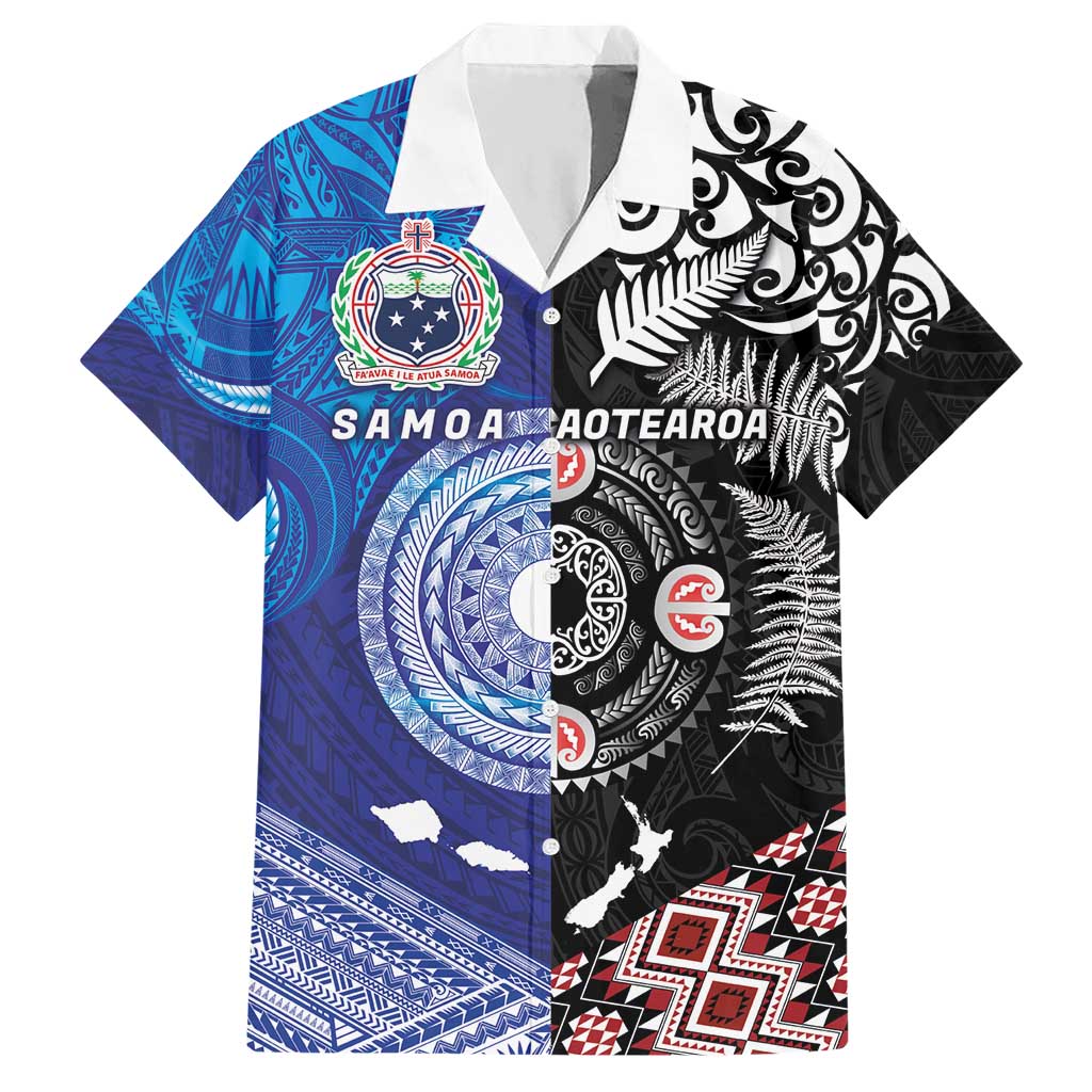 Samoa and Aotearoa Together Hawaiian Shirt Tatau Art Tattoos-Taniko and Maori with Fern LT03 Black - Polynesian Pride