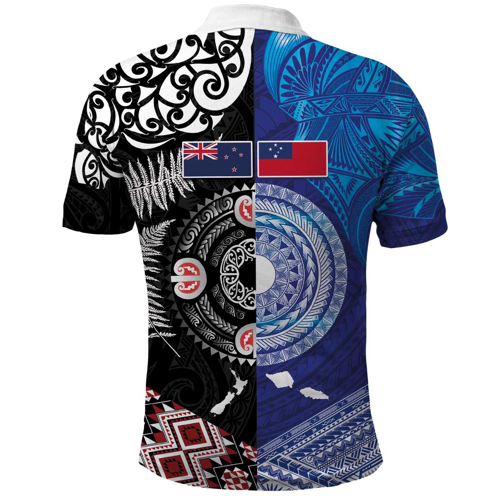 Samoa and Aotearoa Together Polo Shirt Tatau Art Tattoos-Taniko and Maori with Fern