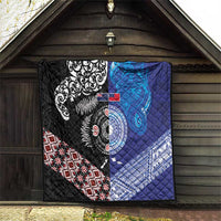 Samoa and Aotearoa Together Quilt Tatau Art Tattoos-Taniko and Maori with Fern