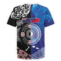 Samoa and Aotearoa Together Rugby Jersey Tatau Art Tattoos-Taniko and Maori with Fern