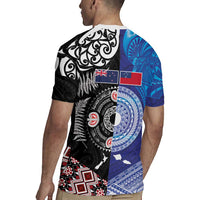 Samoa and Aotearoa Together Rugby Jersey Tatau Art Tattoos-Taniko and Maori with Fern