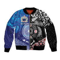 Samoa and Aotearoa Together Sleeve Zip Bomber Jacket Tatau Art Tattoos-Taniko and Maori with Fern