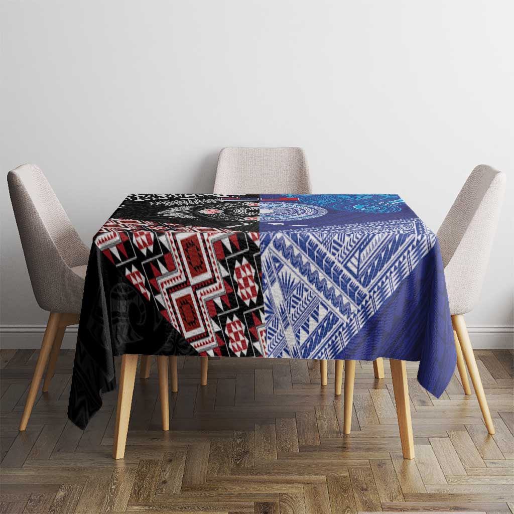 Samoa and Aotearoa Together Tablecloth Tatau Art Tattoos-Taniko and Maori with Fern LT03 - Polynesian Pride