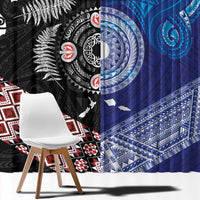 Samoa and Aotearoa Together Window Curtain Tatau Art Tattoos-Taniko and Maori with Fern LT03 - Polynesian Pride