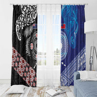 Samoa and Aotearoa Together Window Curtain Tatau Art Tattoos-Taniko and Maori with Fern LT03 - Polynesian Pride