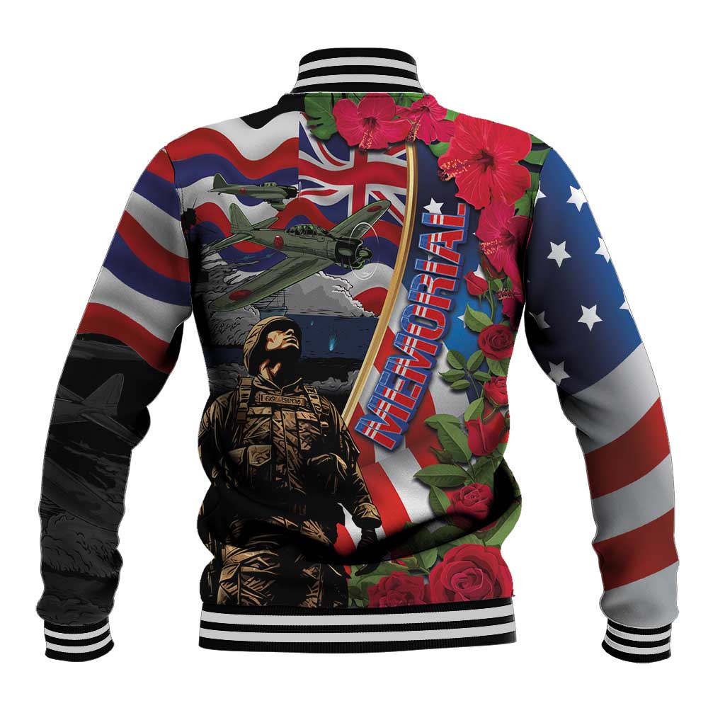 Hawaii and United States Memorial Day Baseball Jacket Honor and Remember The Fallen LT03 - Polynesian Pride