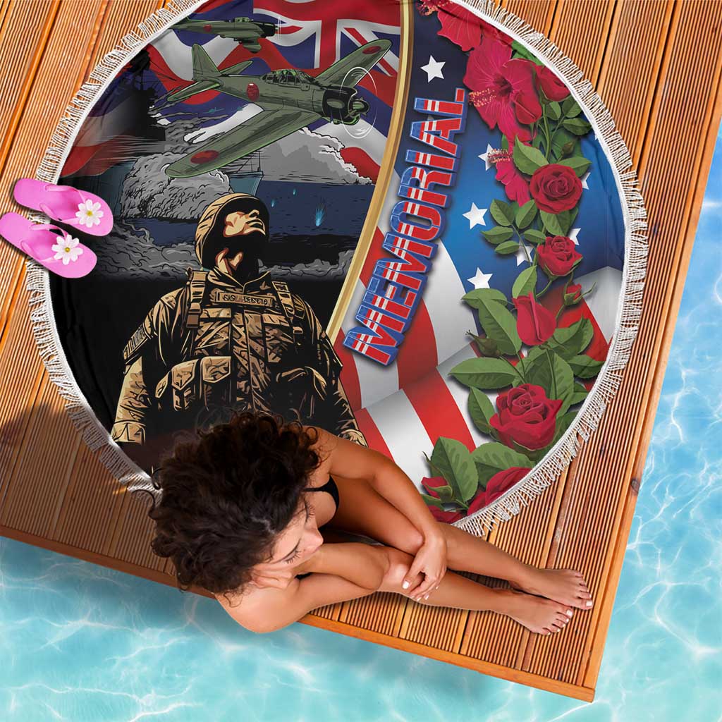 Hawaii and United States Memorial Day Beach Blanket Honor and Remember The Fallen LT03 - Polynesian Pride