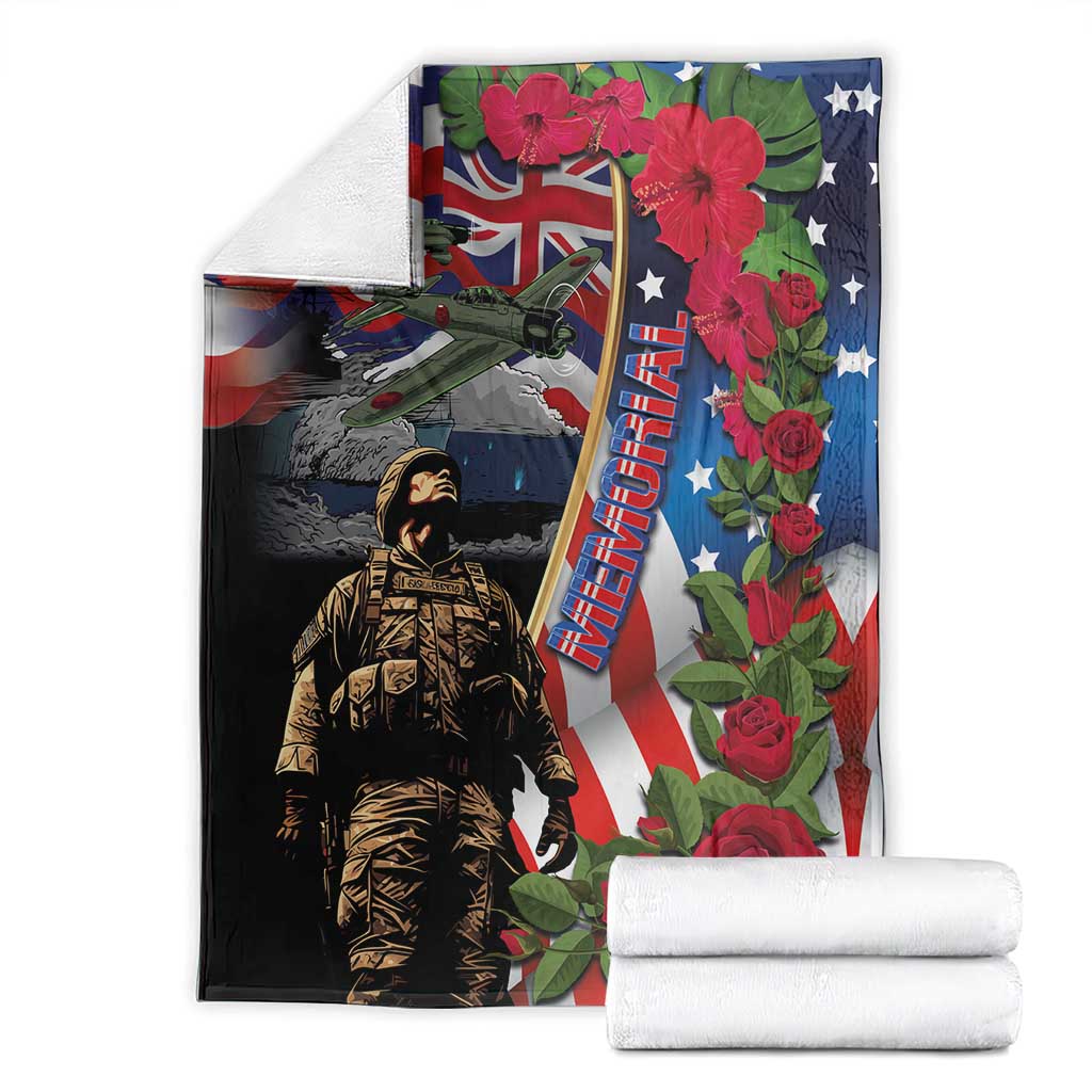 Hawaii and United States Memorial Day Blanket Honor and Remember The Fallen LT03 - Polynesian Pride