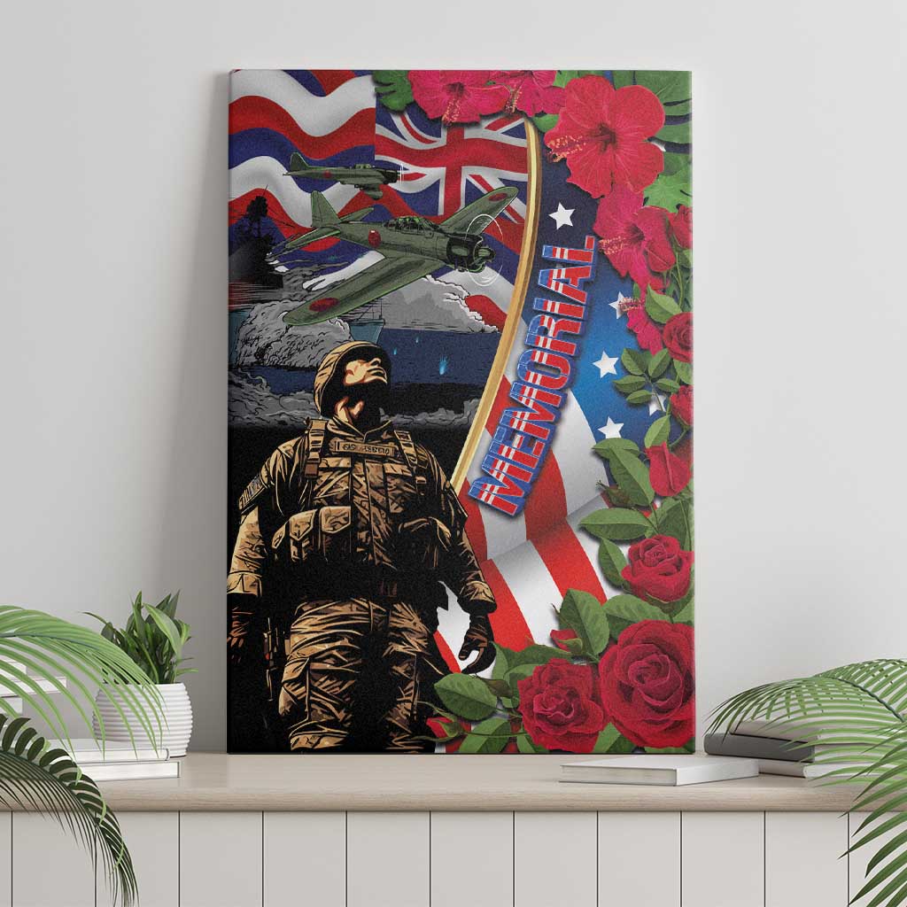 Hawaii and United States Memorial Day Canvas Wall Art Honor and Remember The Fallen LT03 - Polynesian Pride