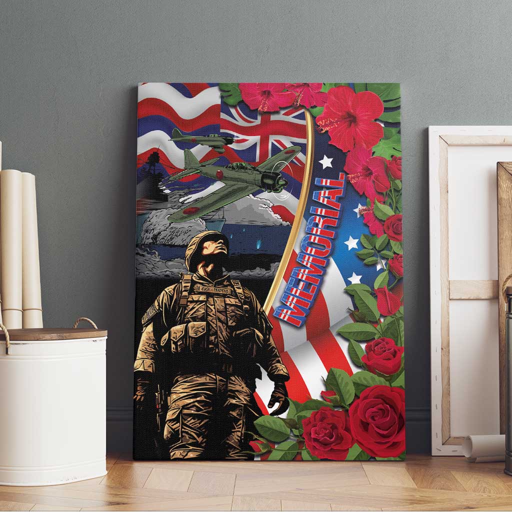 Hawaii and United States Memorial Day Canvas Wall Art Honor and Remember The Fallen LT03 - Polynesian Pride