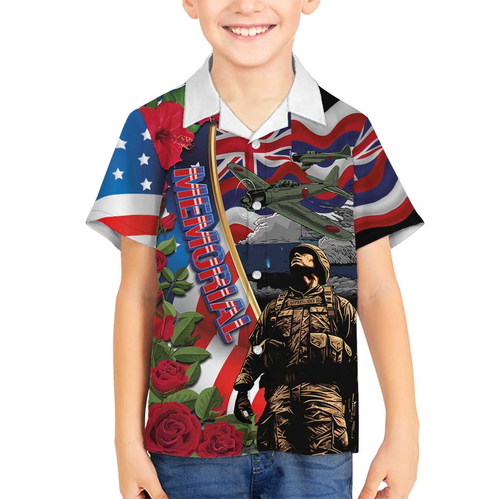 Hawaii and United States Memorial Day Family Matching Summer Maxi Dress and Hawaiian Shirt Honor and Remember The Fallen