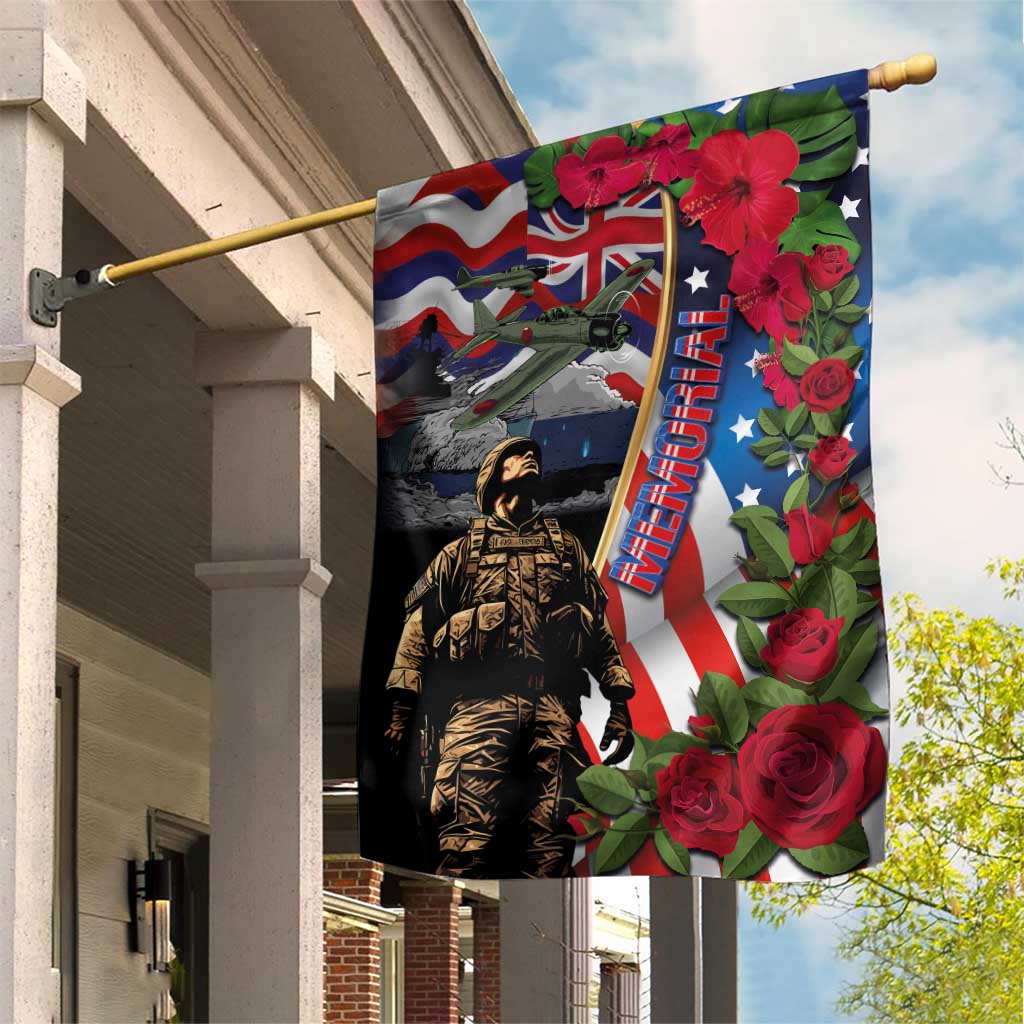 Hawaii and United States Memorial Day Garden Flag Honor and Remember The Fallen LT03 House Flag Blue - Polynesian Pride